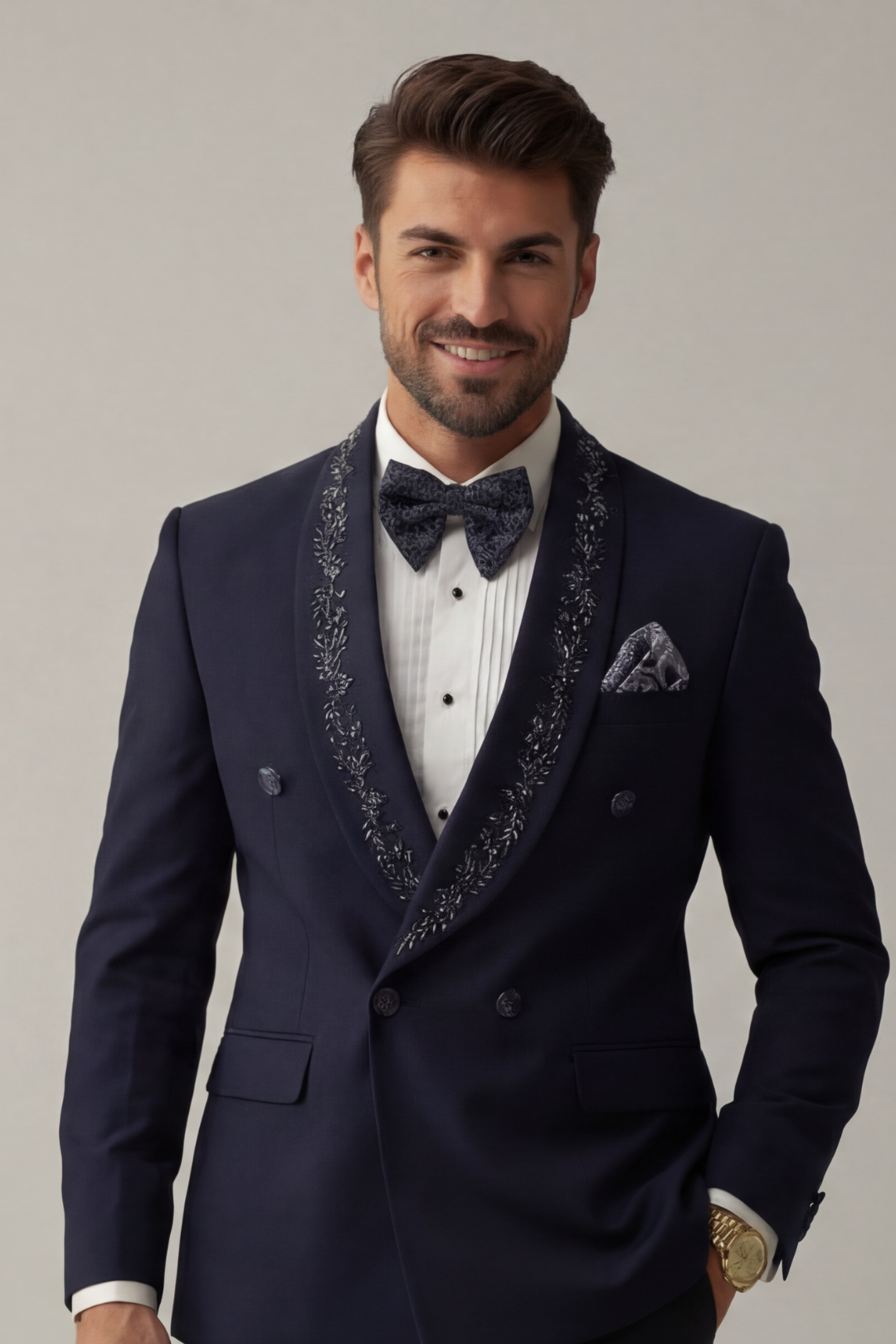 Navy Blue Double Breasted Tuxedo Suit for Men – Designer Wedding & Black Tie Formal Wear