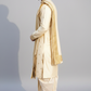 Men’s Ivory Self-Textured Pattu Pancha Set with Embroidered Kurta & Angavastram | Traditional Wedding Wear