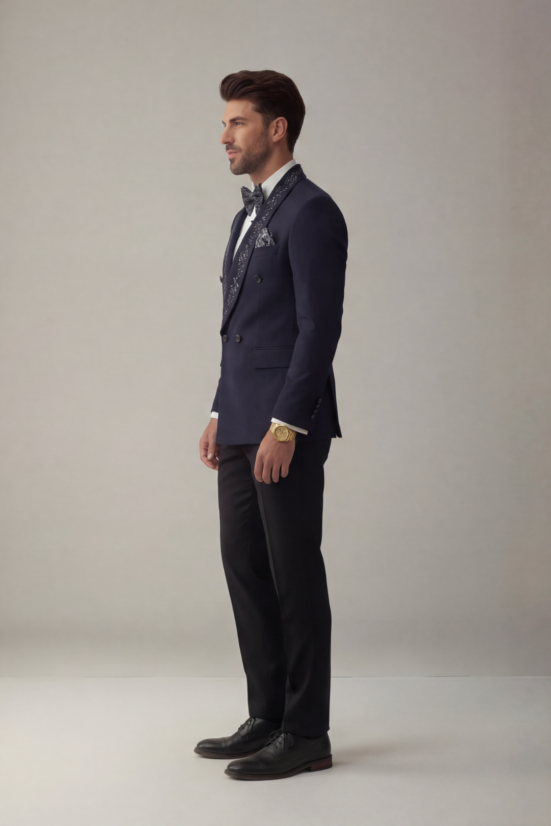 Navy Blue Double Breasted Tuxedo Suit for Men – Designer Wedding & Black Tie Formal Wear