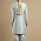 Men’s Powder Blue Embroidered Kurta Dhoti Set with Stole