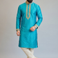 Men’s Sky Blue Self-Textured Embroidered Kurta Set | Premium Ethnic & Festive Wear