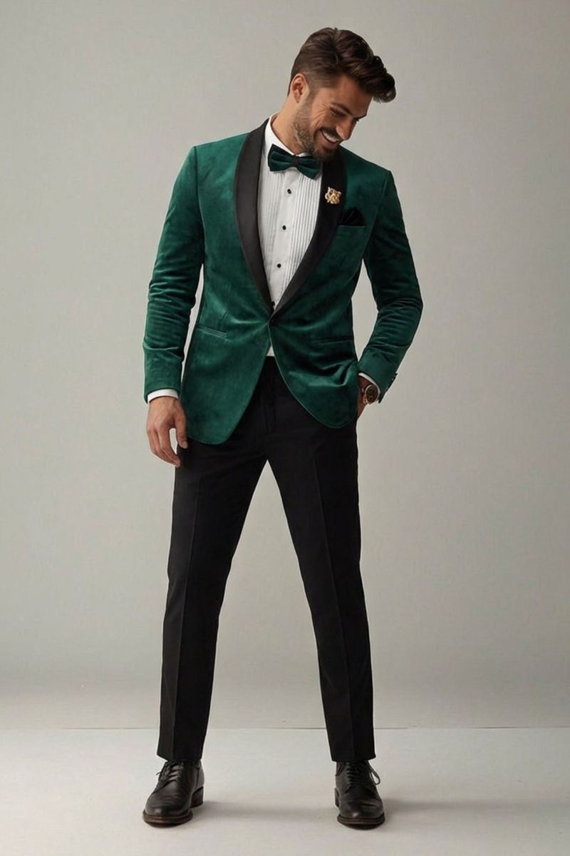 Bottle Green Suede Classic Tuxedo