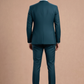 3 piece teal blue suits wool blend fabric.