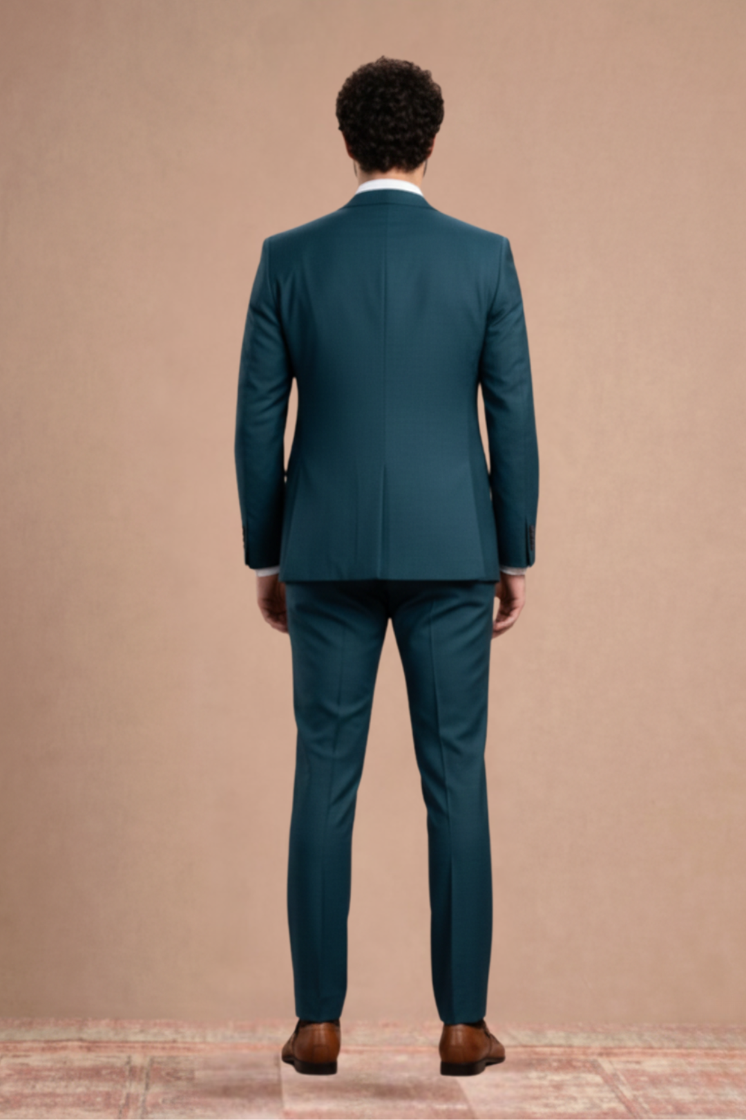 3 piece teal blue suits wool blend fabric.