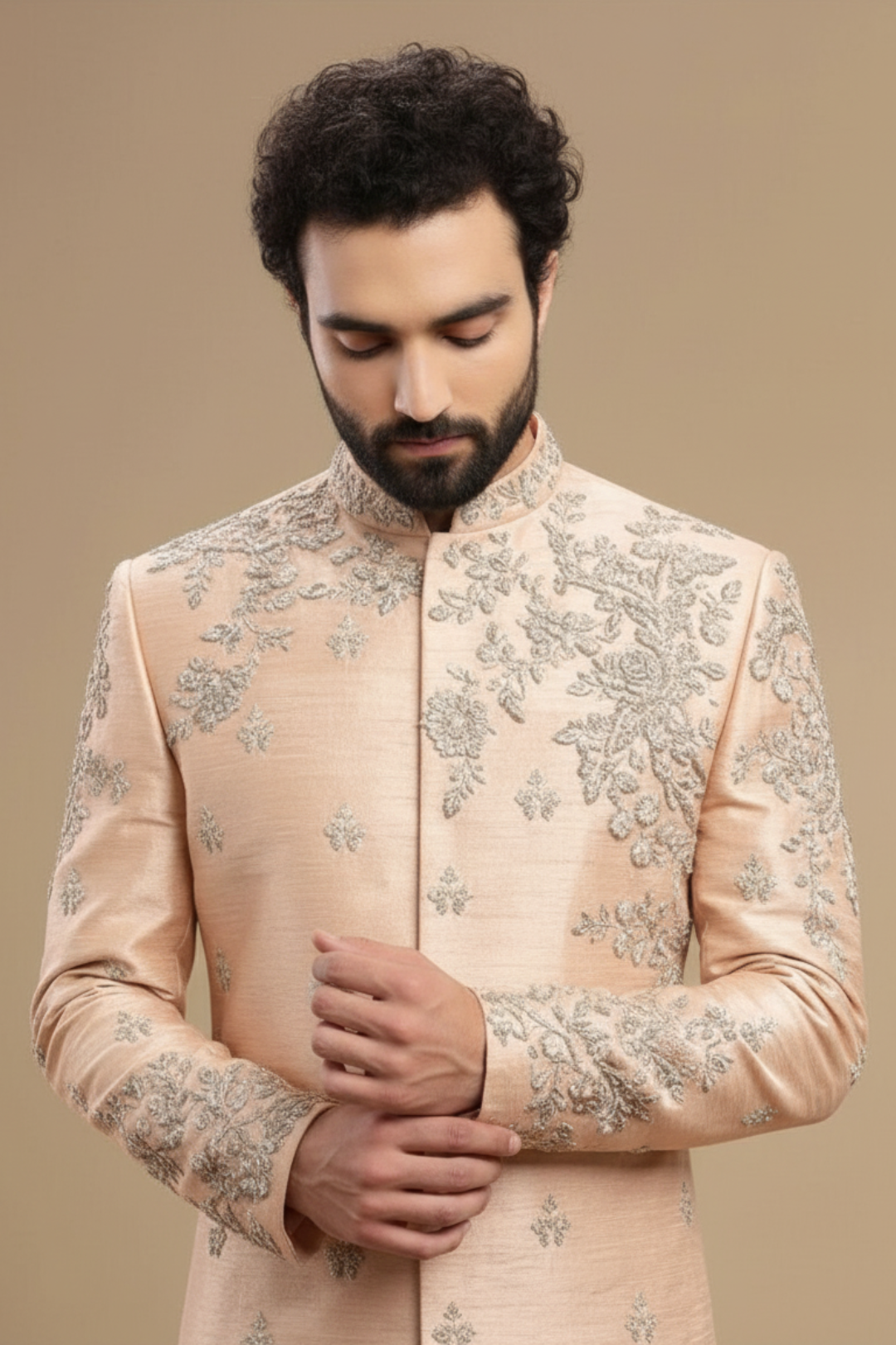 Men’s Luxury Peach Sherwani for Wedding & Festive Wear