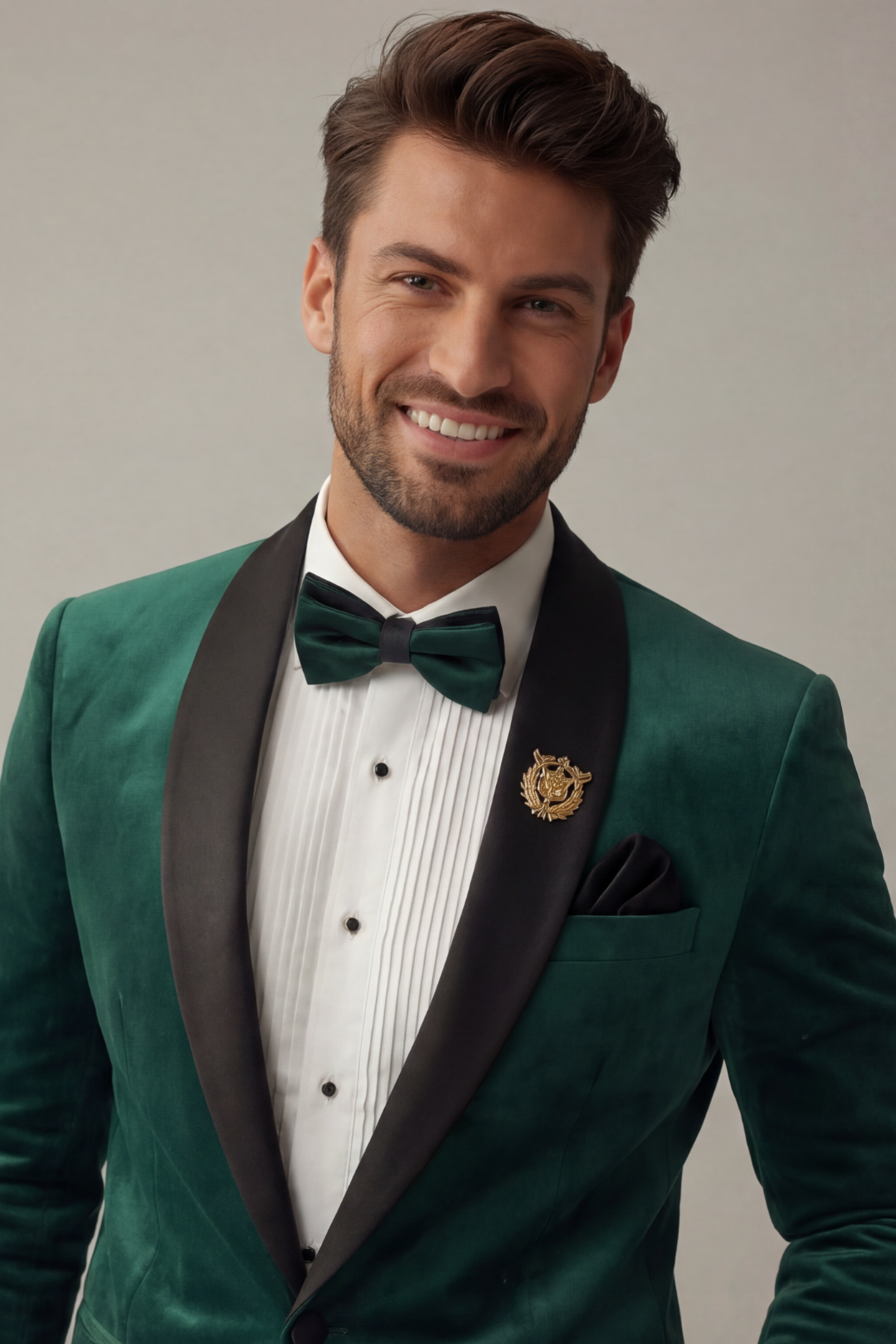 Bottle Green Suede Classic Tuxedo