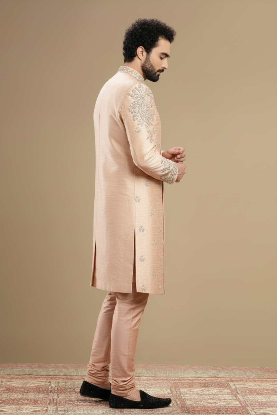 Men’s Luxury Peach Sherwani for Wedding & Festive Wear