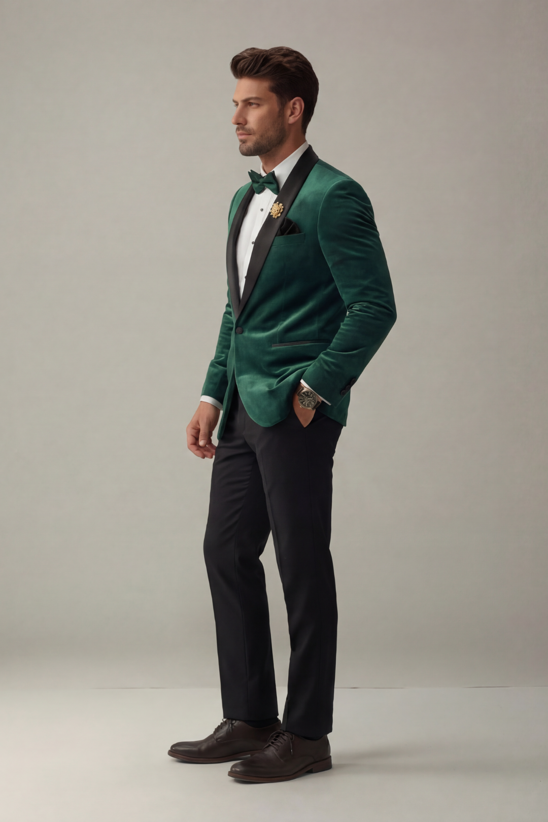Bottle Green Suede Classic Tuxedo