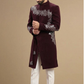 Men’s Wine Embroidered Indo-Western Sherwani Set