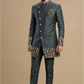 Men’s Luxury Teal Indo-Western Jacket & Trouser Set