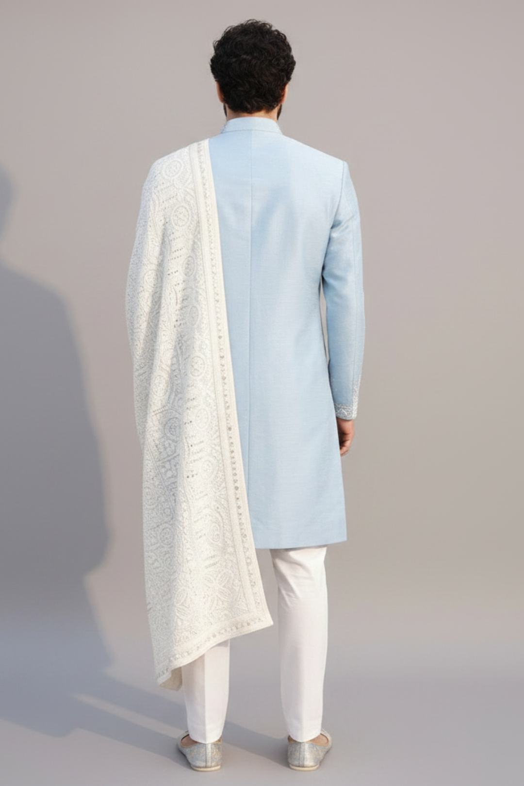 Ice blue designer sherwani