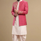 Men’s Festive Rose Pink Embroidered Indo western Jacket Set