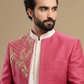 Men’s Festive Rose Pink Embroidered Indo western Jacket Set