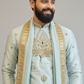 Vaikunta Blue Pattu Pancha Set for Men with Gold Embroidery – Premium Wedding & Traditional Ethnic Wear