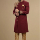 Men’s Luxury Maroon Indo-Western Sherwani & Churidar Set