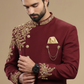 Men’s Luxury Maroon Indo-Western Sherwani & Churidar Set