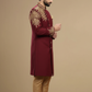 Men’s Luxury Maroon Indo-Western Sherwani & Churidar Set