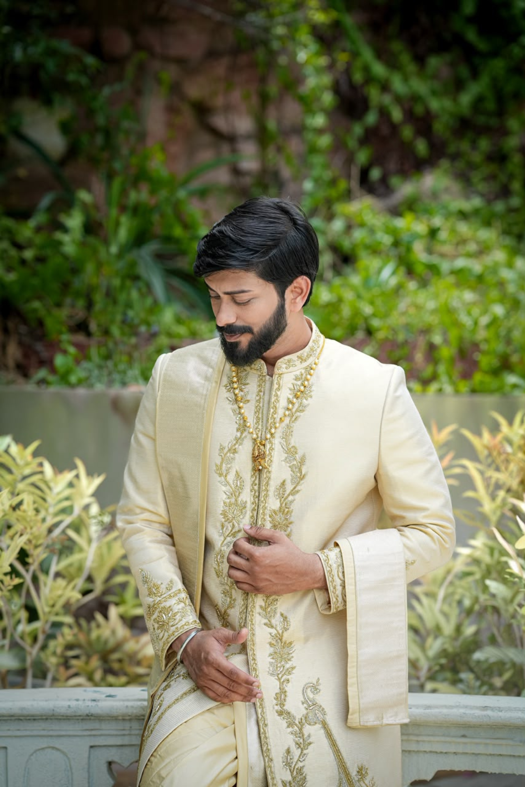 Veena Sherwani | Premium Ivory Wedding Sherwani for Groom