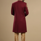 Men’s Luxury Maroon Indo-Western Sherwani & Churidar Set