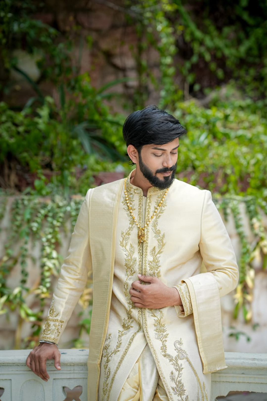 Veena Sherwani | Premium Ivory Wedding Sherwani for Groom