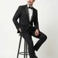 Woolcrepe 2-piece Tuxedo with embroidery on the shoulders