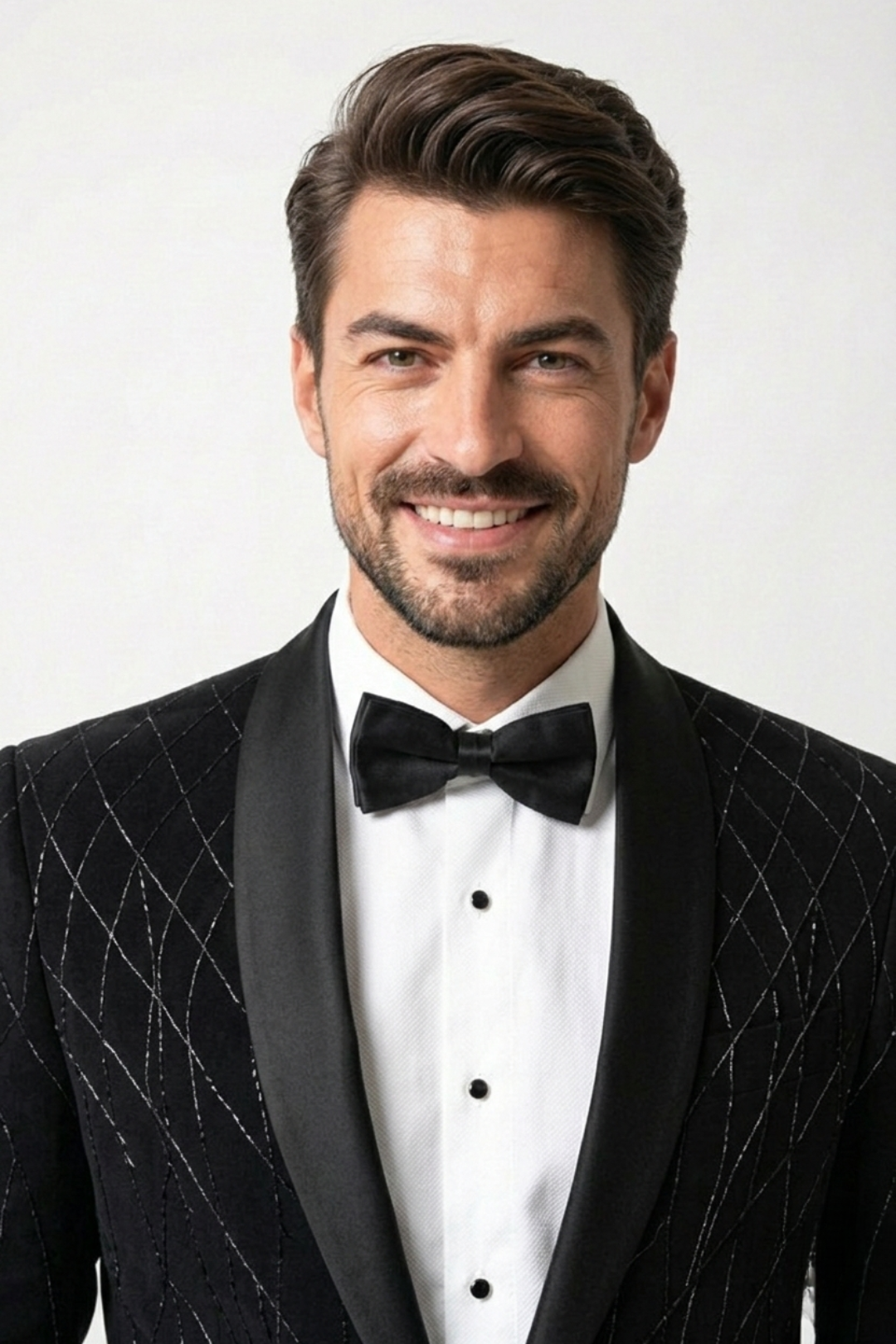 Woolcrepe 2-piece Tuxedo with embroidery on the shoulders