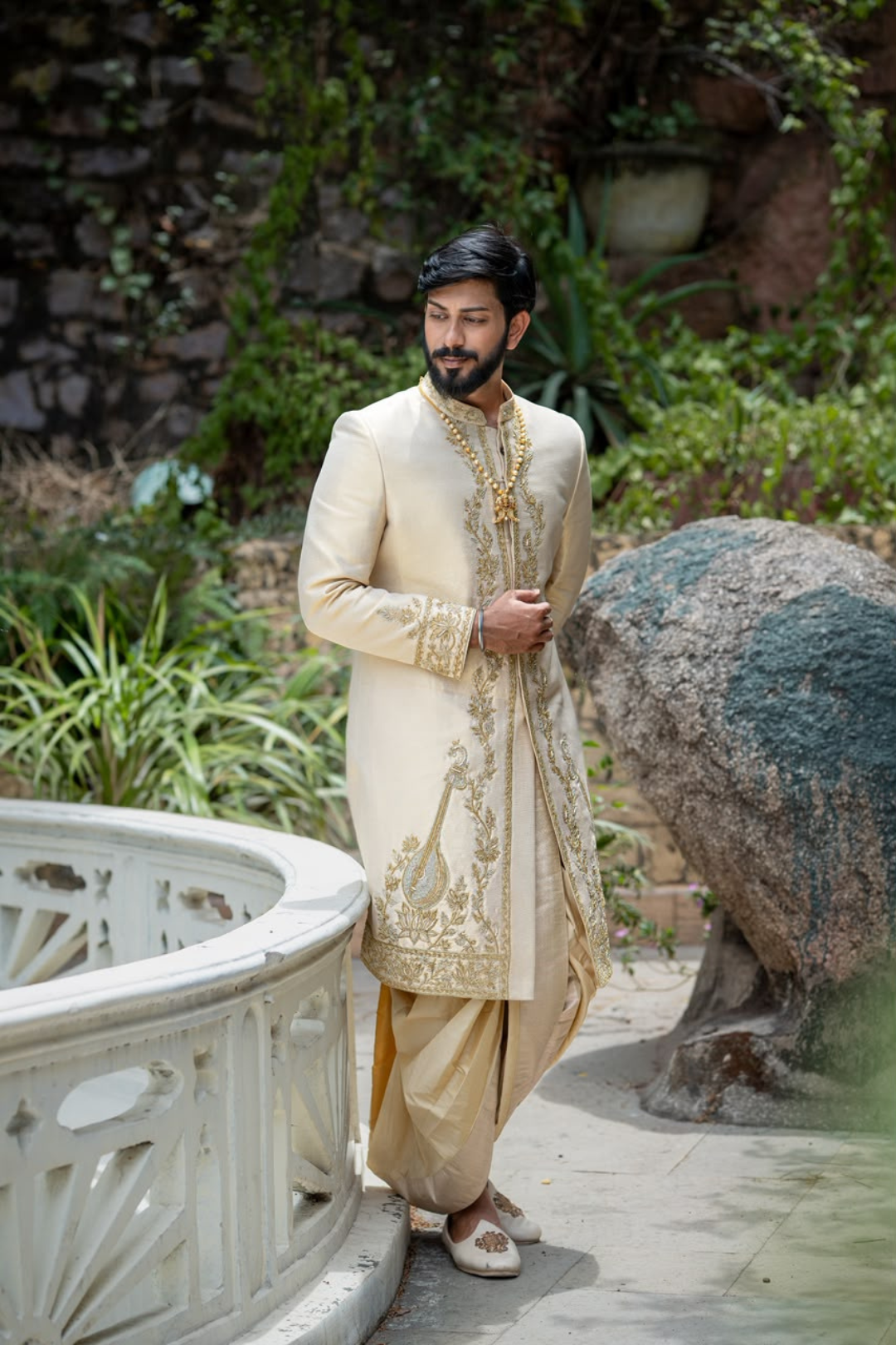 Veena Sherwani | Premium Ivory Wedding Sherwani for Groom