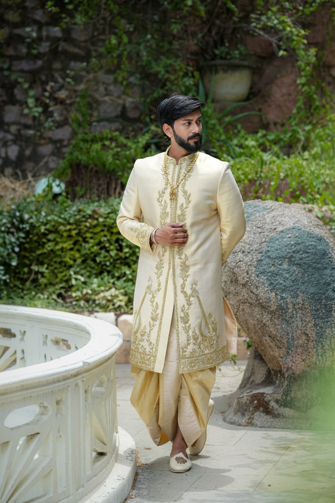 Veena Sherwani | Premium Ivory Wedding Sherwani for Groom