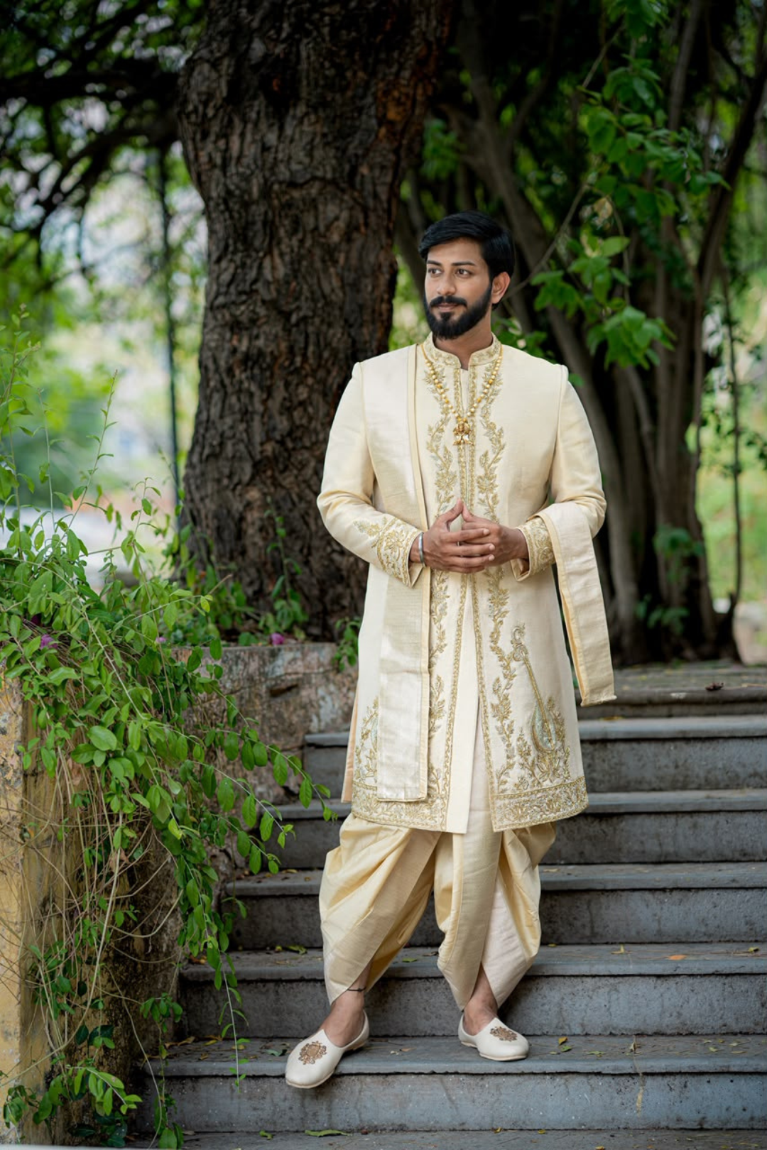 Veena Sherwani | Premium Ivory Wedding Sherwani for Groom
