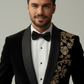 Black Velvet 2 piece  Tuxedo with golden zardosi embroidery