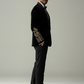Black Velvet 2 piece  Tuxedo with golden zardosi embroidery