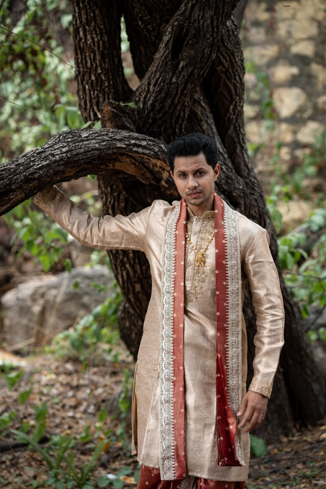 Swarna Tejas Luxury Men's Wedding Dhoti Set with Stole | Traditional Indian Groom Wear