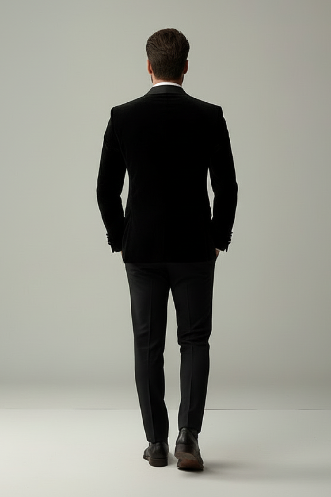 Black Velvet 2 piece  Tuxedo with golden zardosi embroidery
