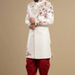 Classic Ivory Sherwani with Hand Embroidery and Red Churidar