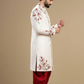 Classic Ivory Sherwani with Hand Embroidery and Red Churidar