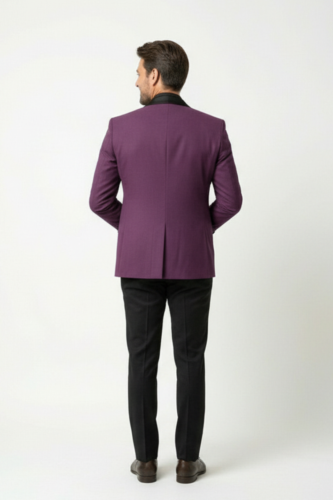 Plum Purple Shawl Lapel Embellished Tuxedo