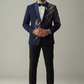 Diagonal embroidered ink blue tuxedo with trouser