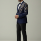 Diagonal embroidered ink blue tuxedo with trouser