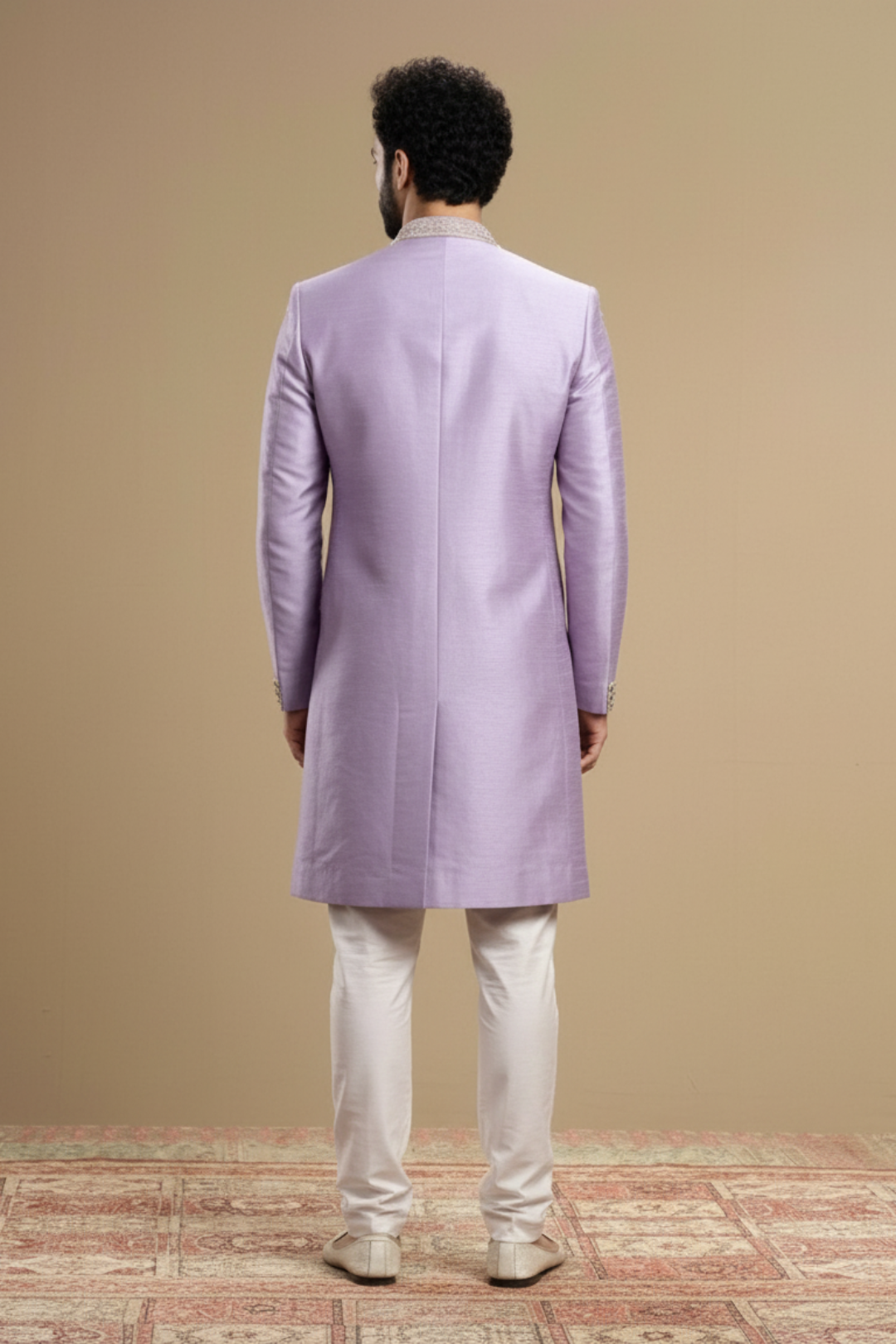 Men’s Lavender Embroidered Indo-Western Sherwani Set