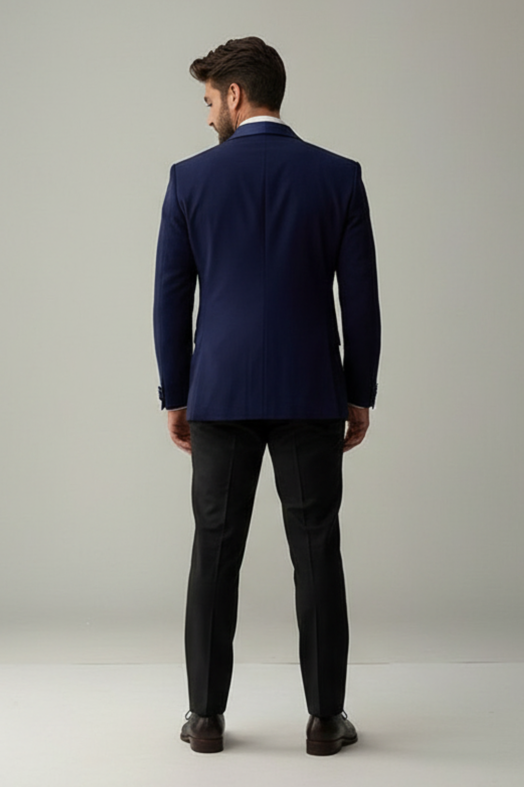 Diagonal embroidered ink blue tuxedo with trouser