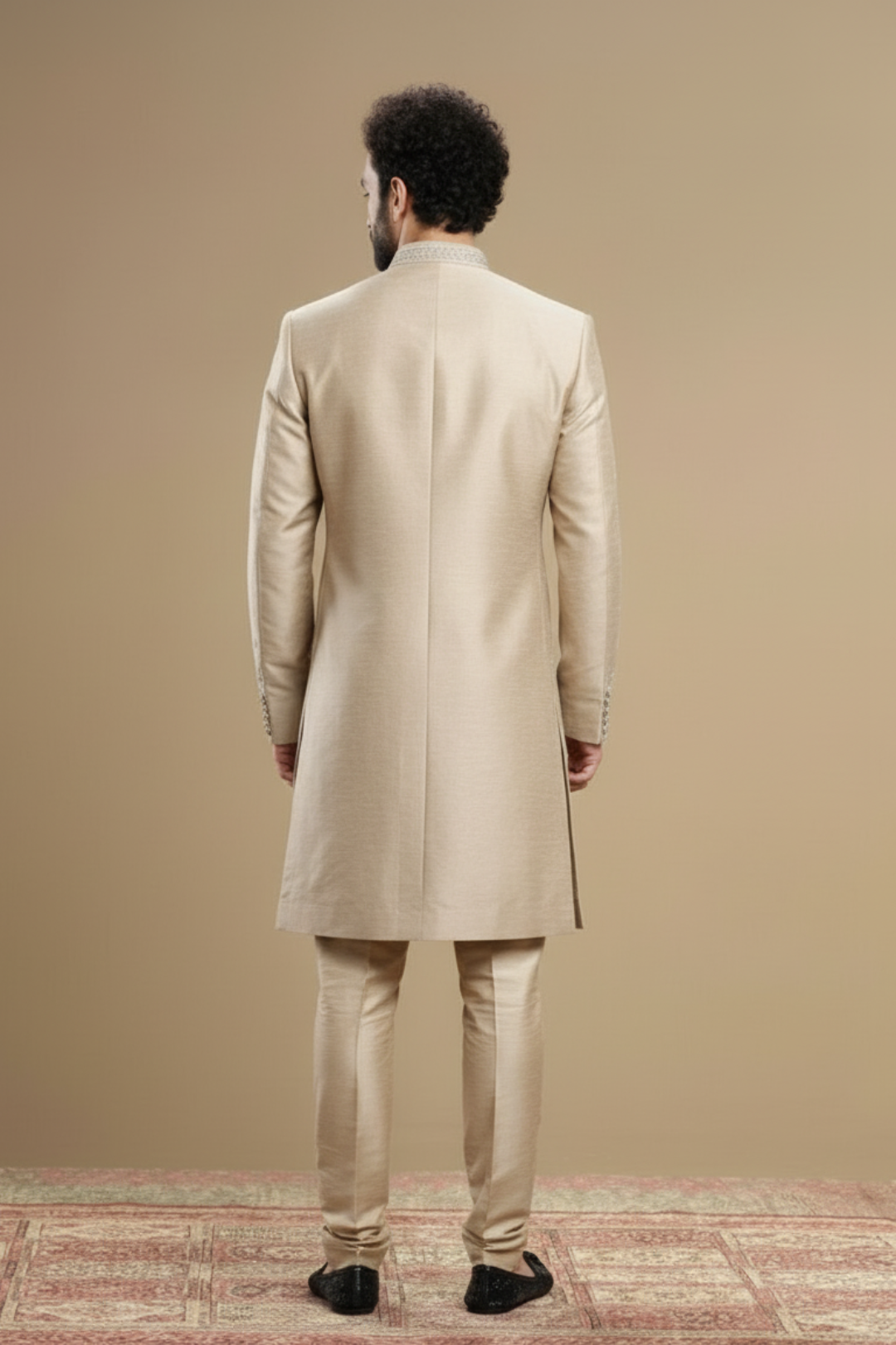 Classic Beige Hand-Embroidered Wedding Indo-western