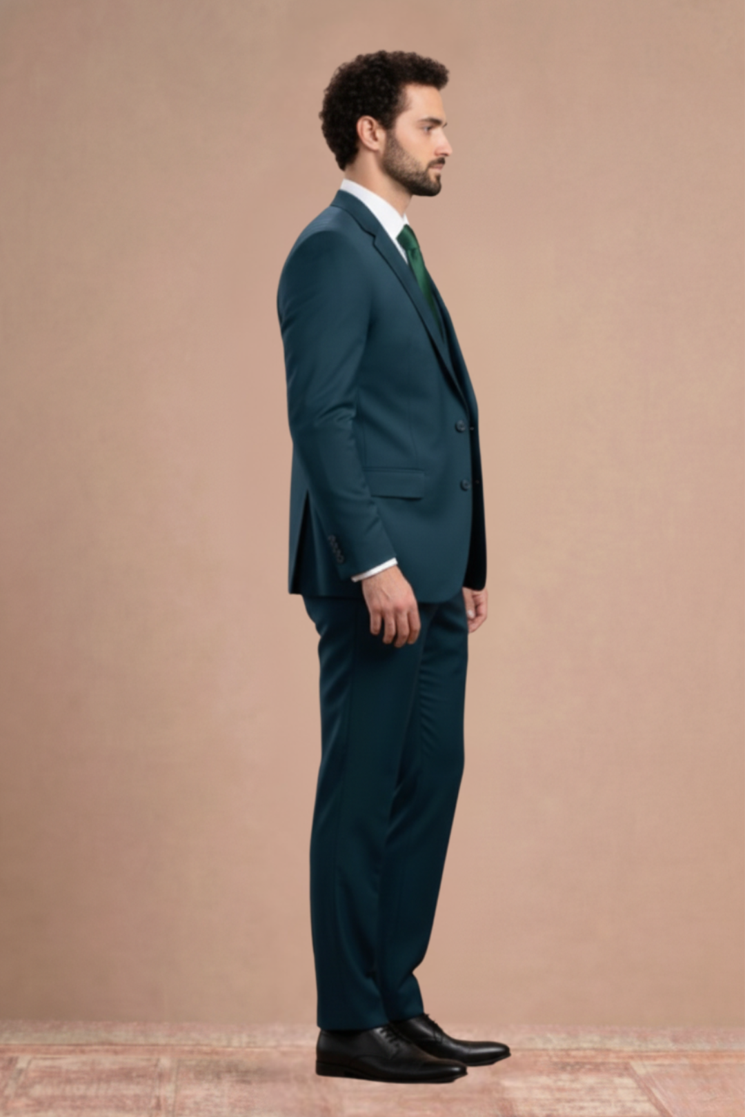 3 piece suit teal blue Terylene–Rayon fabric.