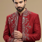 Classic Maroon Indo-Western Sherwani with Traditional Motifs