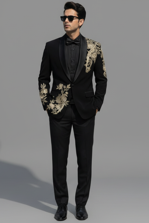 Black Italian Wool Creep Tuxedo