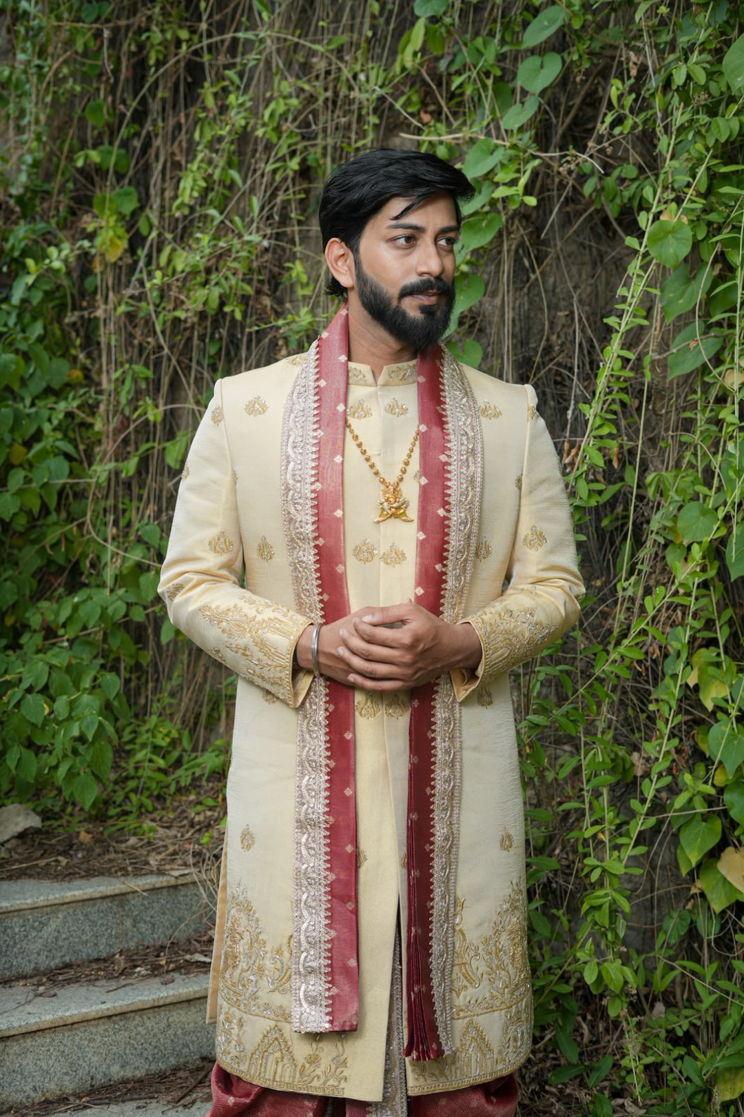 Yalli Sherwani Kurta, Dhoti & Stole Set | Premium Men's Designer Wedding & Festive Ethnic Wear