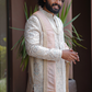 Ivory & Blush Pink Embroidered Groom Sherwani Set with Stole