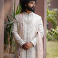 Ivory & Blush Pink Embroidered Groom Sherwani Set with Stole