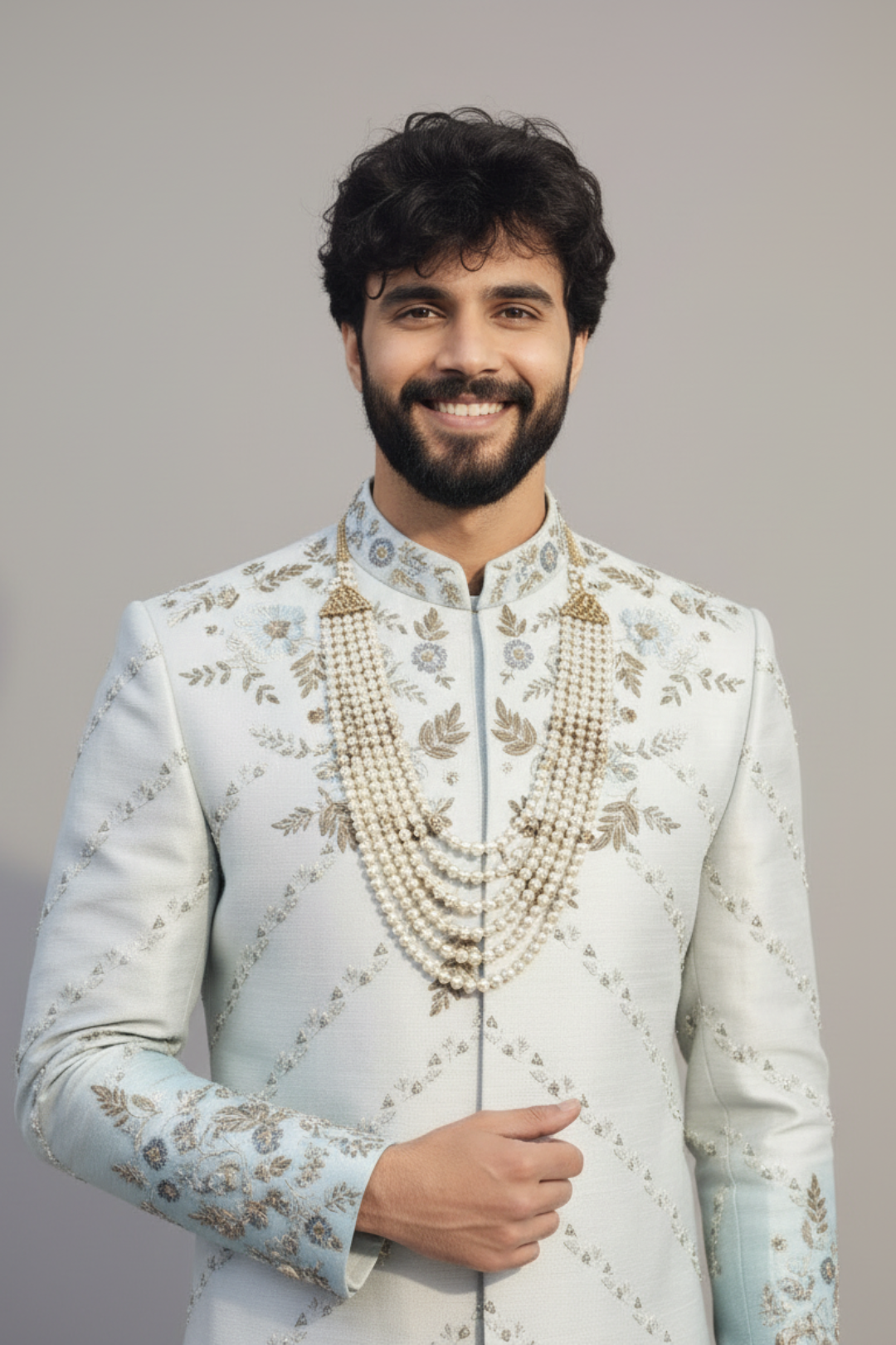 Dual ombrey  pure raw silk sherwani