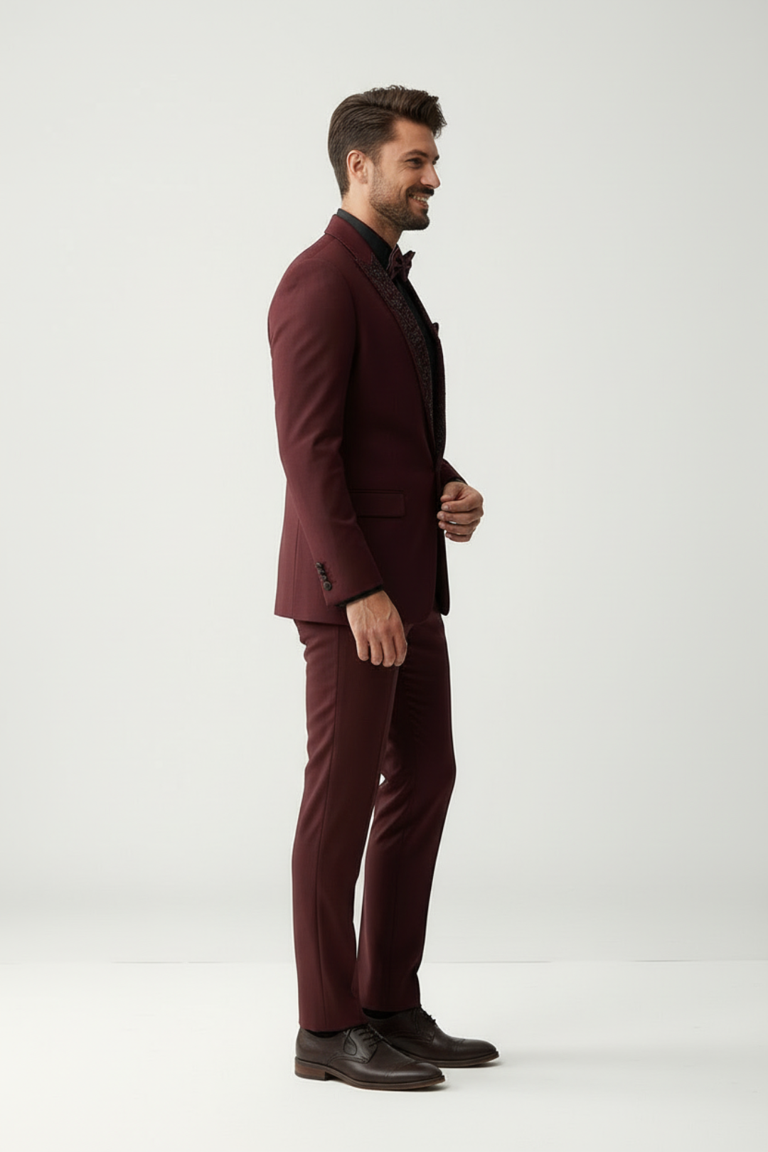 Wine Peak Lapelled Wool Crepe Tuxedo
