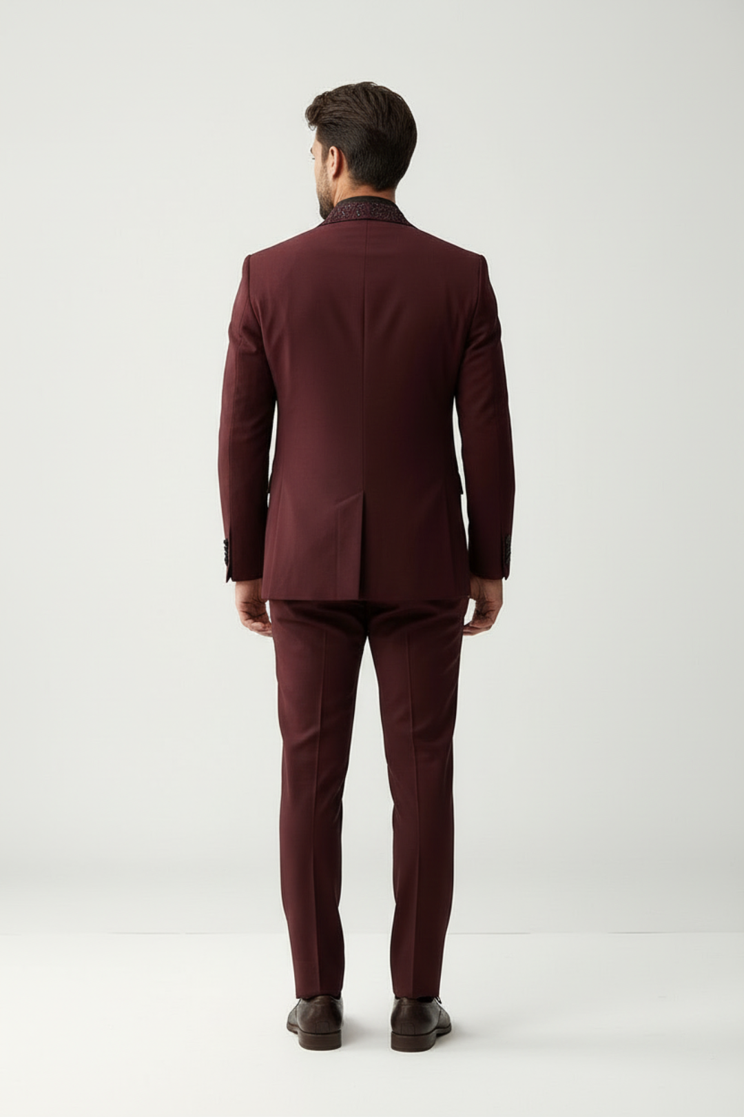 Wine Peak Lapelled Wool Crepe Tuxedo